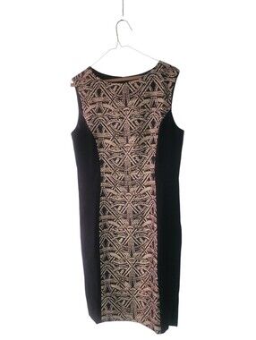AG Philips Black Sleeveless Sheath Dress with Gold Metallic Pattern 12